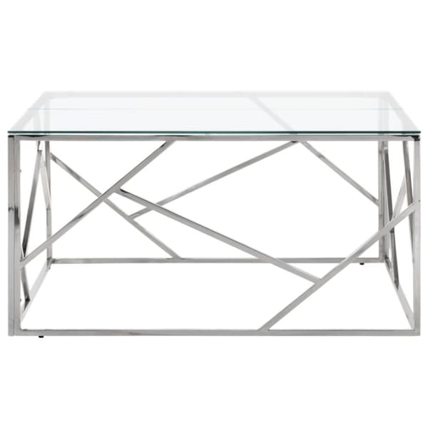 vidaXL Soffbord silver rostfritt stål och härdat glas