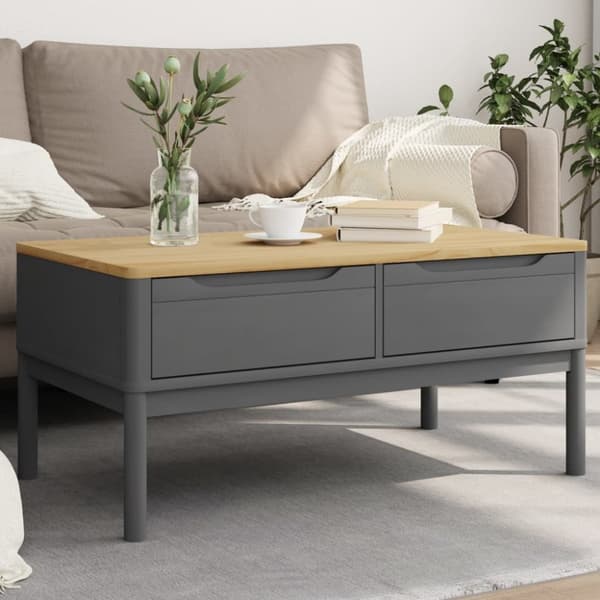 vidaXL Sohvapöytä FLORO harmaa 99x55,5x45 cm täysi mänty