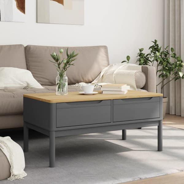 vidaXL Sohvapöytä FLORO harmaa 99x55,5x45 cm täysi mänty