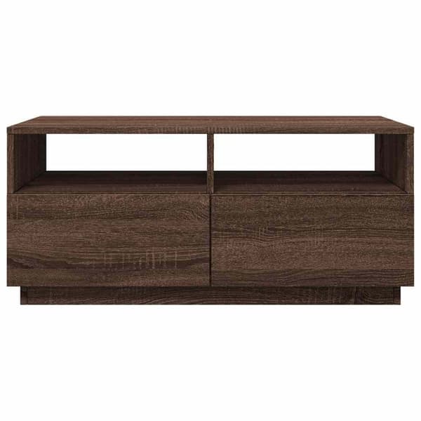 vidaXL Salongbord med LED-lys brun eik 90x49x40 cm
