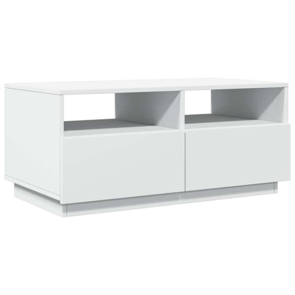 vidaXL sofabord med LED-lys 90x49x40 cm hvid
