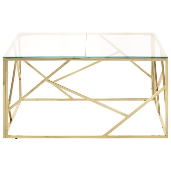 vidaXL Soffbord guld rostfritt stål och härdat glas