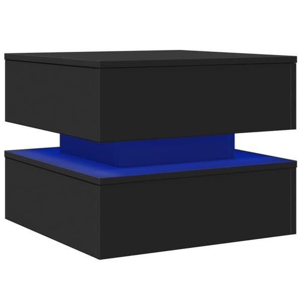 vidaXL Soffbord med LED svart 50x50x40 cm