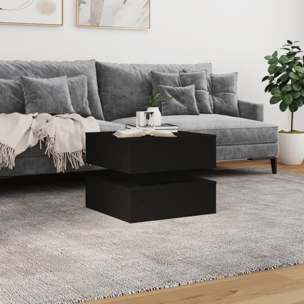 vidaXL Soffbord med LED svart 50x50x40 cm