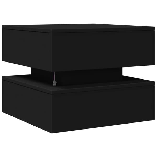 vidaXL Soffbord med LED svart 50x50x40 cm
