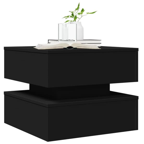 vidaXL sofabord med LED-lys 50x50x40 cm sort