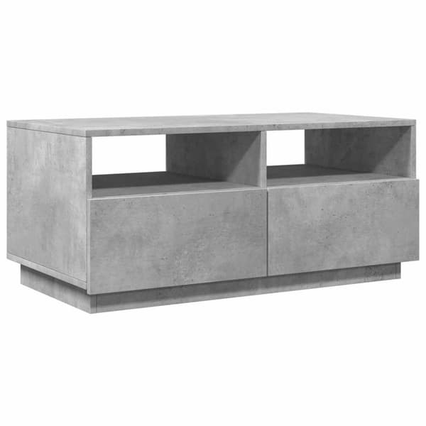 vidaXL sofabord med LED-lys 90x49x40 cm betongrå