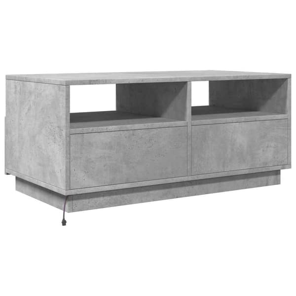 vidaXL sofabord med LED-lys 90x49x40 cm betongrå