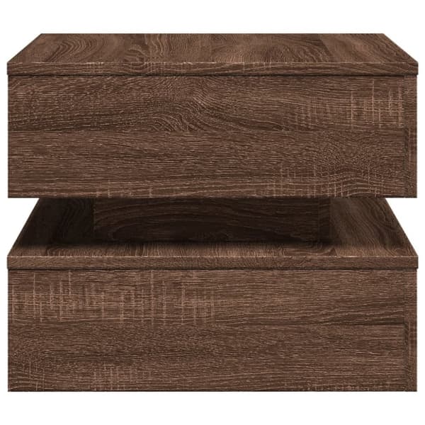 vidaXL sofabord med LED-lys 50x50x40 cm brun egetræ