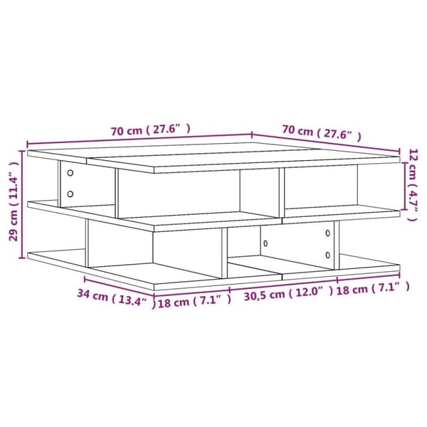 vidaXL sofabord 70x70x29 cm konstrueret træ sonoma-eg
