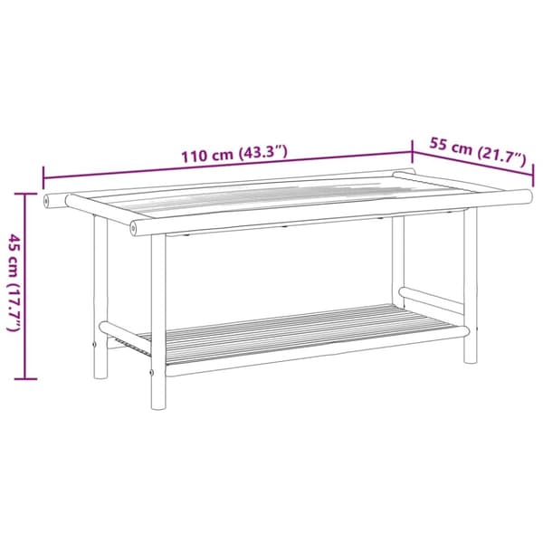 vidaXL sofabord 110x55x45 cm bambus