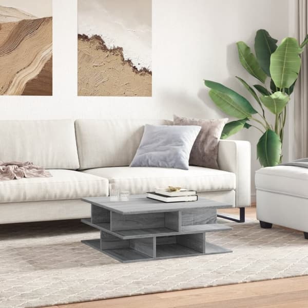 vidaXL sofabord 70x70x29 cm konstrueret træ grå sonoma-eg