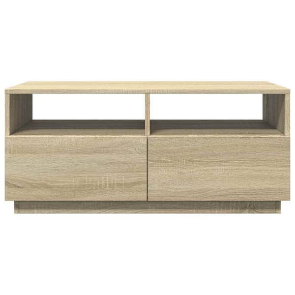 vidaXL Sohvapöytä LED-valoilla Sonoma-tammi 90x49x40 cm