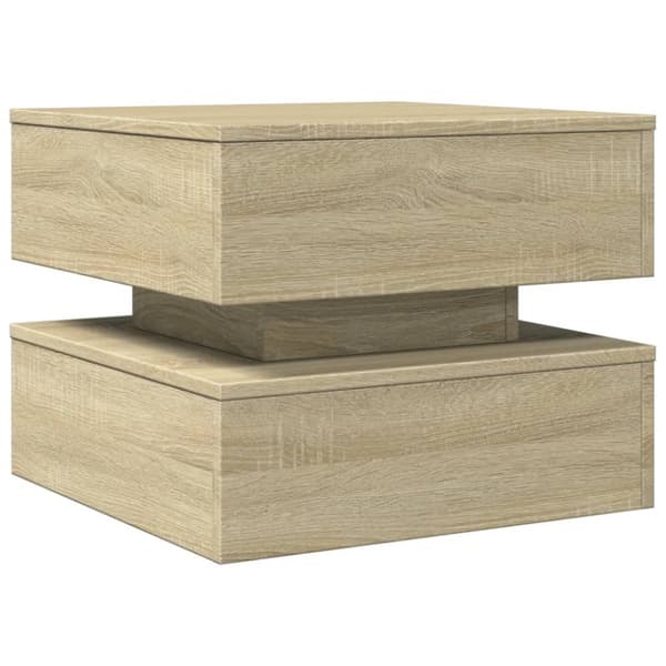 vidaXL Salongbord med LED-lys sonoma eik 50x50x40 cm