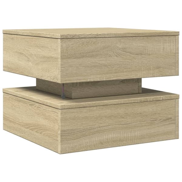 vidaXL Salongbord med LED-lys sonoma eik 50x50x40 cm