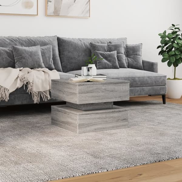 vidaXL sofabord med LED-lys 50x50x40 cm grå sonoma-eg