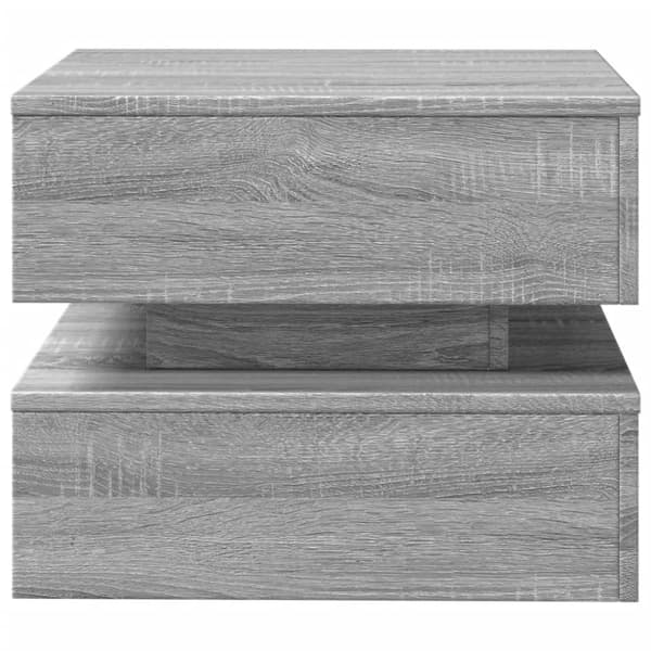 vidaXL sofabord med LED-lys 50x50x40 cm grå sonoma-eg