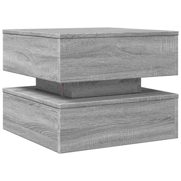 vidaXL sofabord med LED-lys 50x50x40 cm grå sonoma-eg