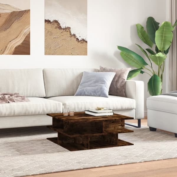 vidaXL Salongbord røkt eik 70x70x29 cm konstruert tre