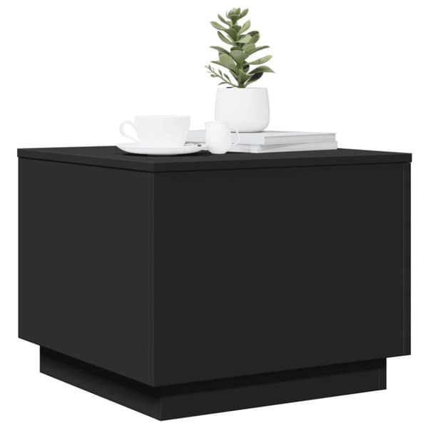 vidaXL sofabord med LED-lys 50x50x40 cm sort