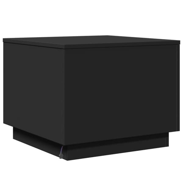 vidaXL sofabord med LED-lys 50x50x40 cm sort