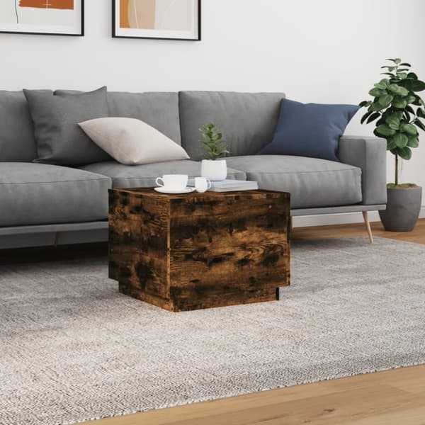vidaXL sofabord med metalben 50x50x40 cm røget egetræsfarve