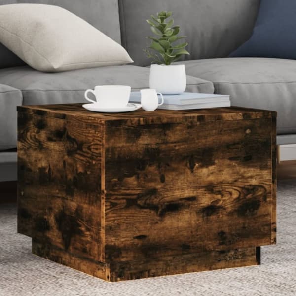 vidaXL sofabord med metalben 50x50x40 cm røget egetræsfarve