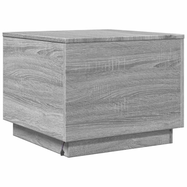 vidaXL sofabord med LED-lys 50x50x40 cm grå sonoma-eg