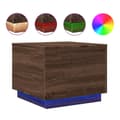 Miniatyrbillede 2 af 11: vidaXL sofabord med LED-lys 50x50x40 cm brun egetræ