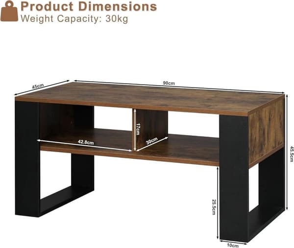 Rootz Modern sofabord - Moderne centerbord - Stilfulde stuemøbler - Holdbart, vandtæt, ridsefast - Rigelig opbevaring - Nem montering - 90 cm x 45 cm