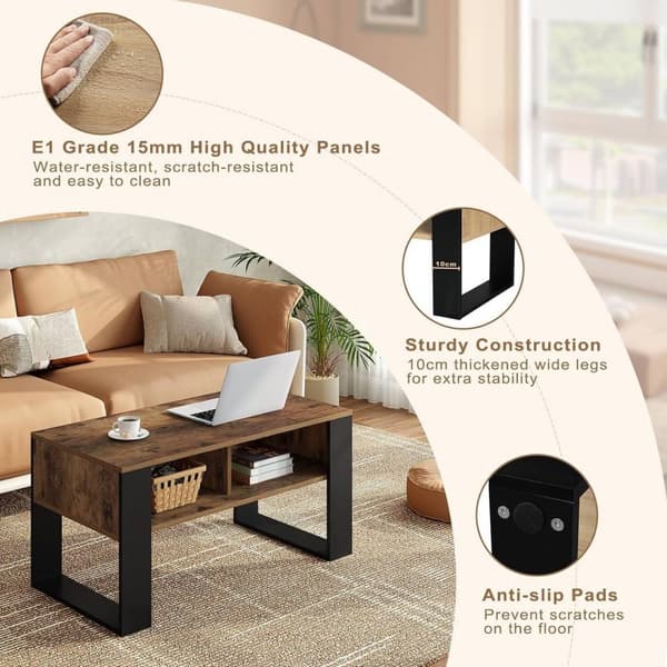 Rootz Modern sofabord - Moderne centerbord - Stilfulde stuemøbler - Holdbart, vandtæt, ridsefast - Rigelig opbevaring - Nem montering - 90 cm x 45 cm