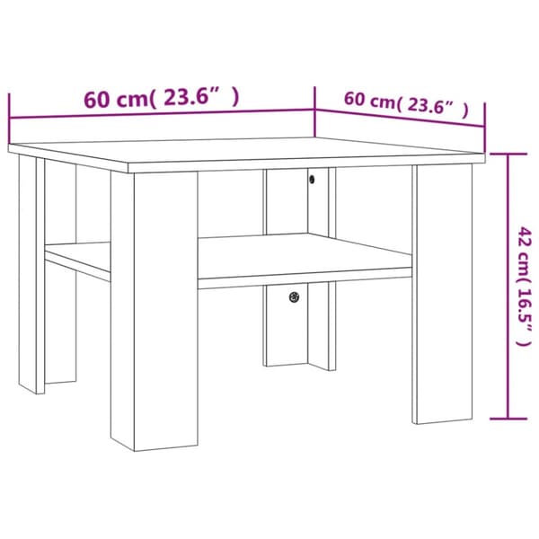 vidaXL Soffbord betonggrå 60x60x42 cm konstruerat trä - Soffbord