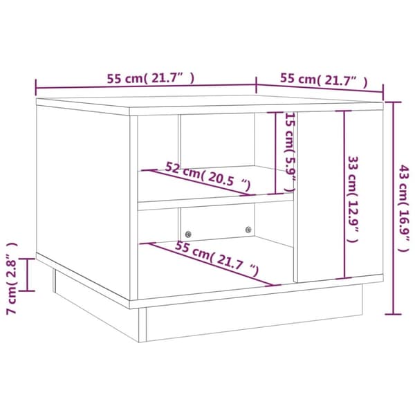 vidaXL sofabord 55x55x43 cm konstrueret træ grå sonoma-eg -  Sofaborde