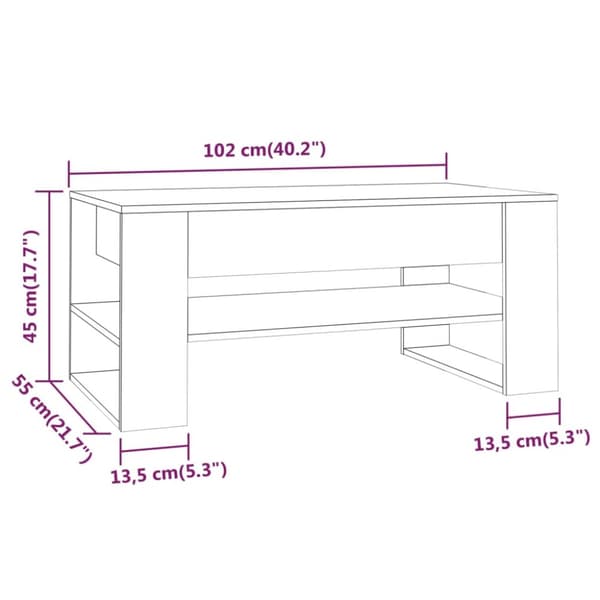 vidaXL sofabord 102x55x45 cm konstrueret træ hvid -  Sofaborde
