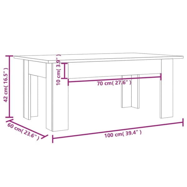 vidaXL sofabord 100x60x42 cm konstrueret træ røget egetræsfarve - Sofaborde