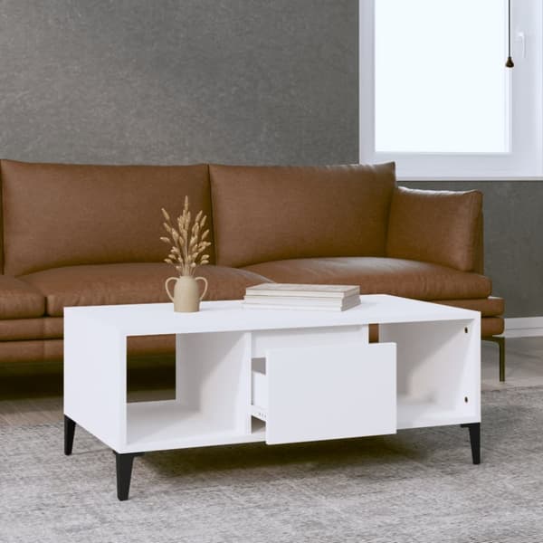 vidaXL sofabord 90x50x36,5 cm konstrueret træ hvid - Sofaborde