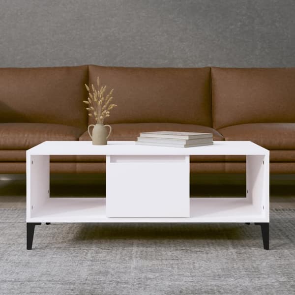 vidaXL sofabord 90x50x36,5 cm konstrueret træ hvid - Sofaborde