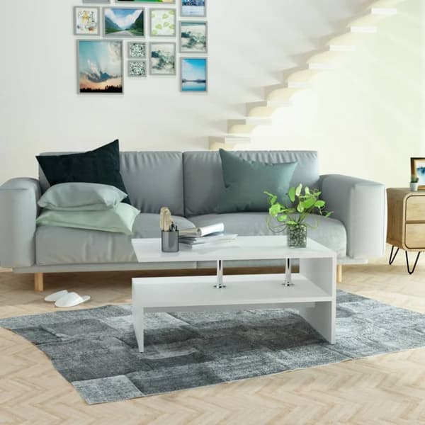 vidaXL Soffbord spånskiva 90x59x42 cm vit -  Soffbord