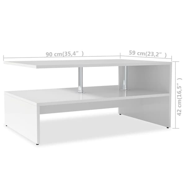 vidaXL Soffbord spånskiva 90x59x42 cm vit -  Soffbord