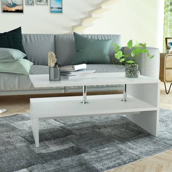vidaXL Soffbord spånskiva 90x59x42 cm vit -  Soffbord