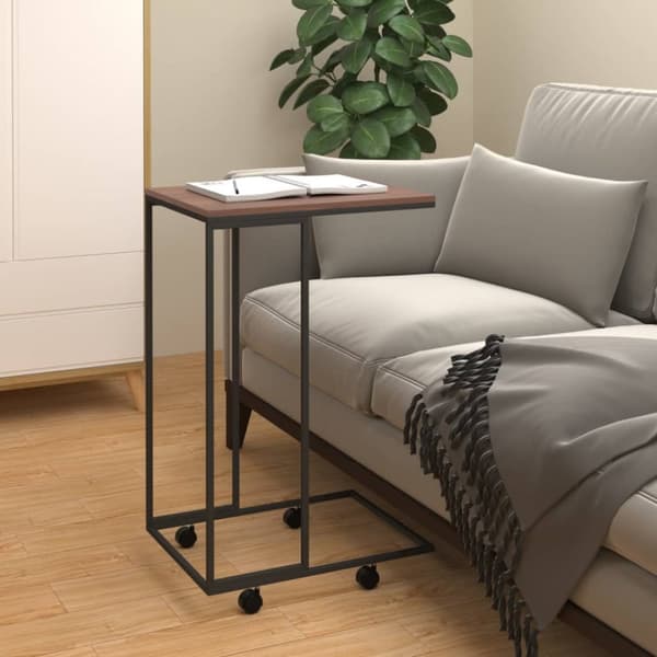 vidaXL sidebord med hjul 40x30x63,5 cm konstrueret træ sort -  Sofaborde