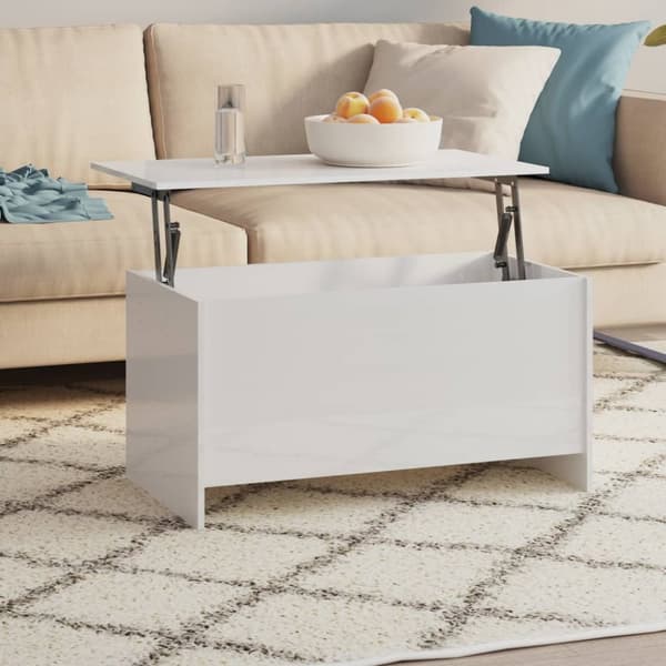 vidaXL Sohvapöytä korkeakiilto valkoinen 102x55,5x52,5 cm tekninen puu - Kahvipöydät