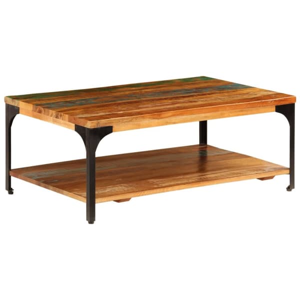 vidaXL Soffbord med hylla 100x60x35 cm massivt återvunnet trä - Soffbord