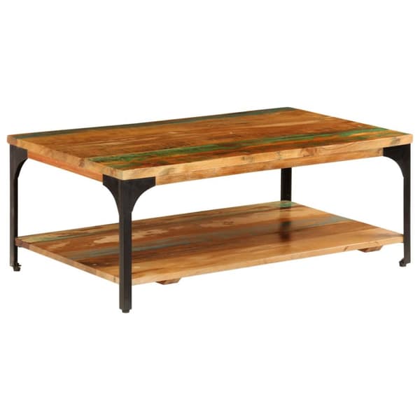 vidaXL Soffbord med hylla 100x60x35 cm massivt återvunnet trä - Soffbord