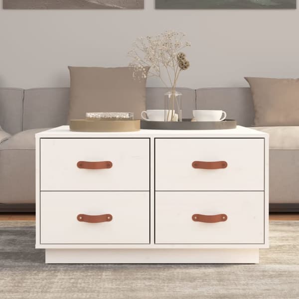 vidaXL Soffbord vit 80x80x45 cm massiv furu - Soffbord