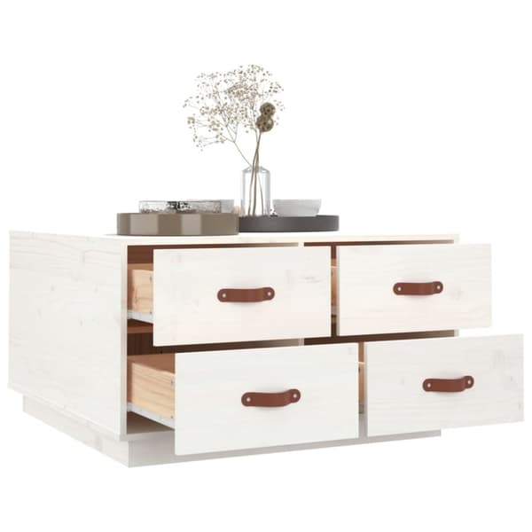 vidaXL Soffbord vit 80x80x45 cm massiv furu - Soffbord