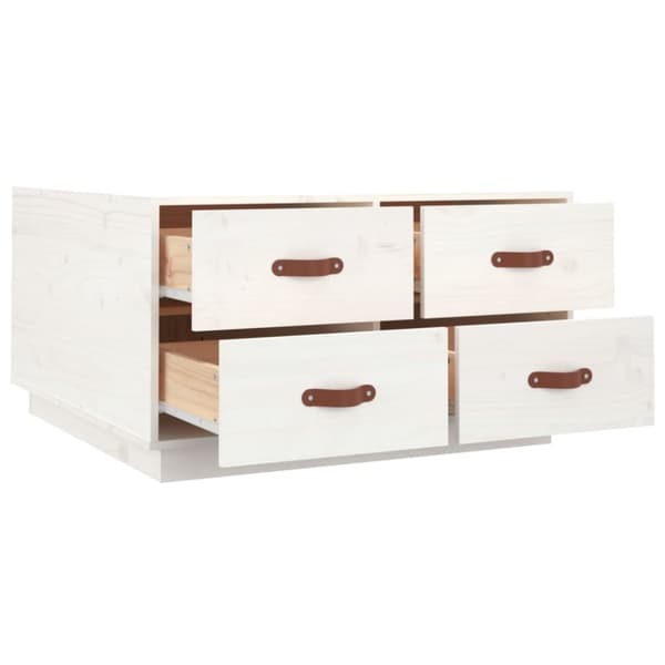 vidaXL Soffbord vit 80x80x45 cm massiv furu - Soffbord