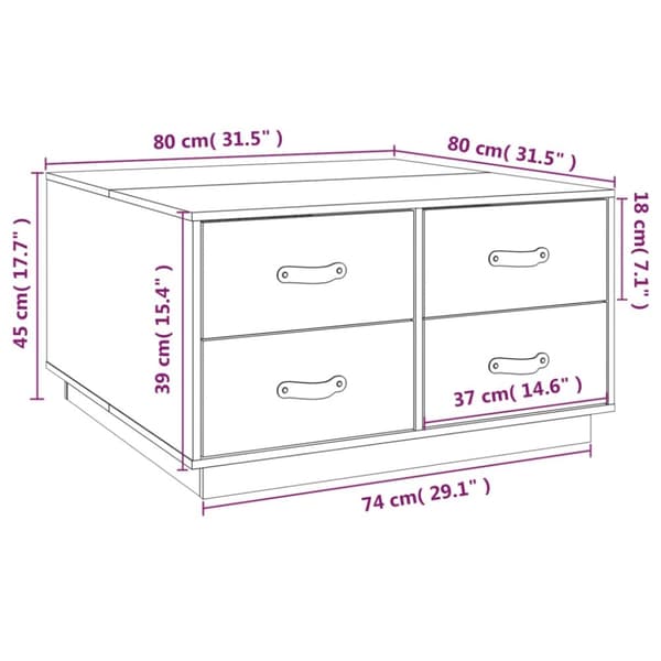 vidaXL Soffbord vit 80x80x45 cm massiv furu -  Soffbord