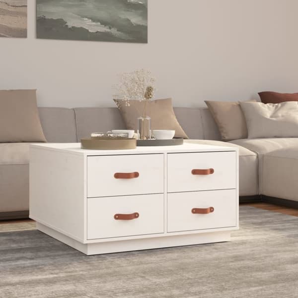 vidaXL Soffbord vit 80x80x45 cm massiv furu -  Soffbord