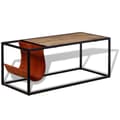 Miniatyrbillede 3 af 10: vidaXL sofabord med ægte læder magasinholder 110x50x45 cm -  Sofaborde
